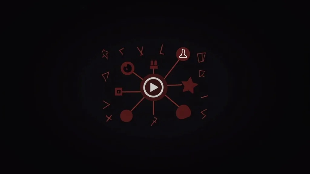 Centralni play dugme sa ikonama strukturiranih podataka i povezanim čvorovima za SEO optimizaciju sajtova